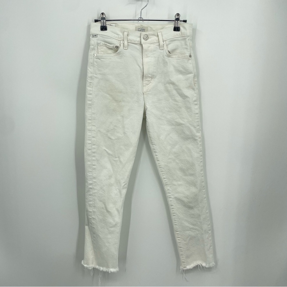 Citizens of Humanity COH Olivia Crop High Rise Slim Jeans Button Fly 25 white
